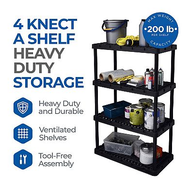 Gracious Living XL 4 Shelves Knect-A-Shelf Ventilated Heavy Duty Shelving Unit