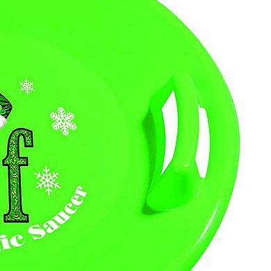 Slippery Racer Downhill Pro Buddy The Elf Plastic Saucer Disc Snow Sled, Green