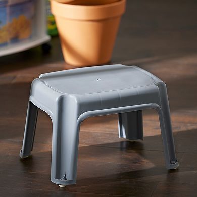 Gracious Living 9.5-inch Plastic 1 Step Portable Home & Kitchen Stool, Gray
