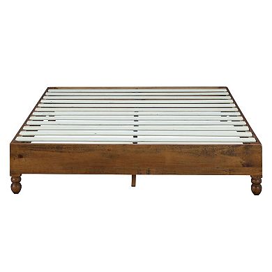 MUSEHOMEINC 12 Inch Solid Pine Wood Platform Bed Frame with Wooden Slats, Twin