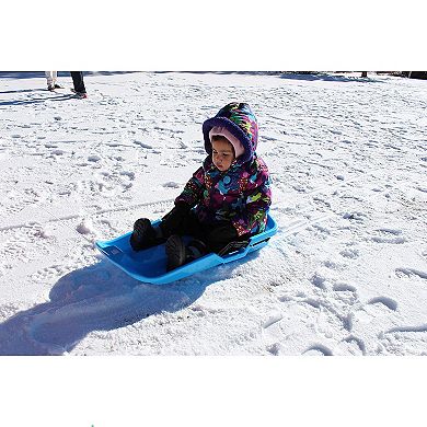 Slippery Racer Downhill Thunder Kids Toddler Plastic Toboggan Snow Sled, Blue