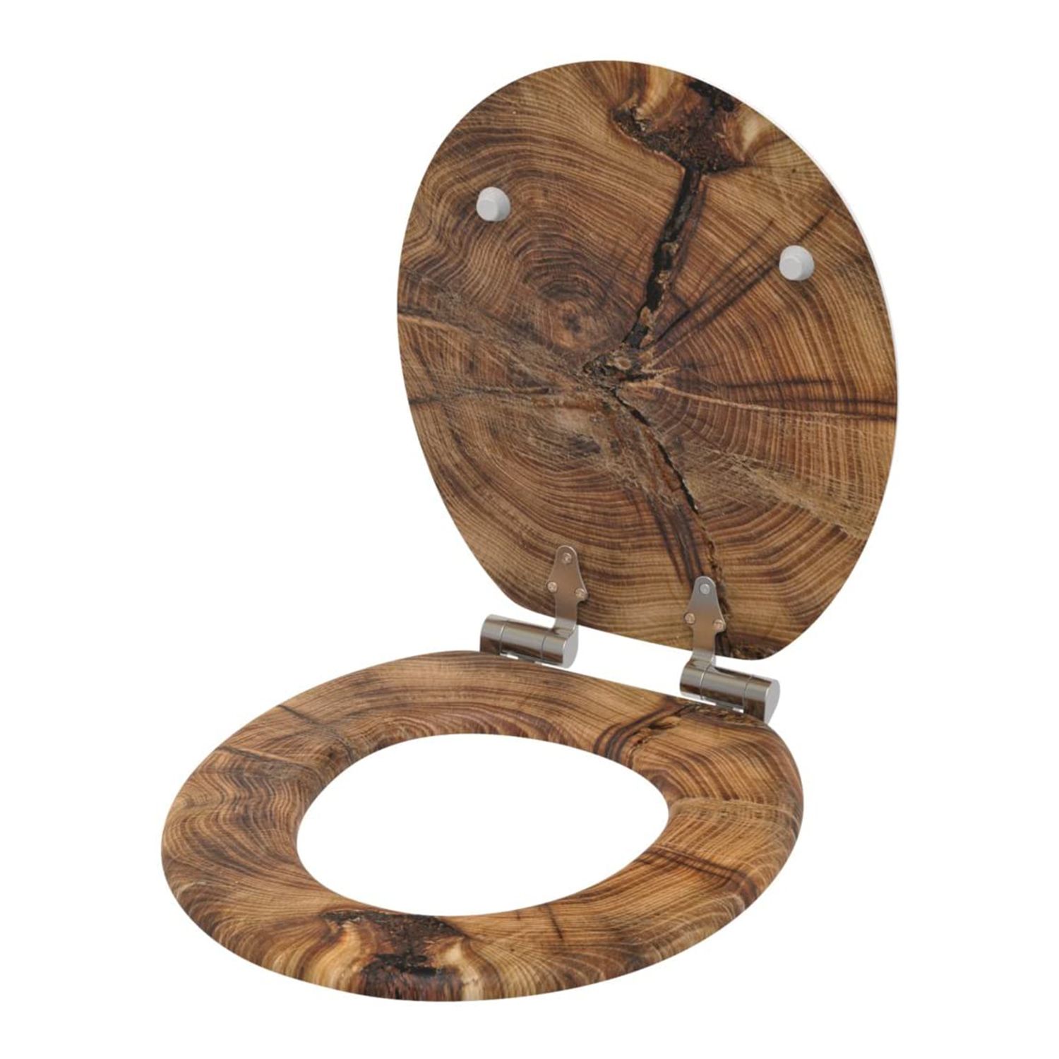 Sanilo Adjustable Molded Wood Round Soft Close Decorative Toilet Seat, Old Tree