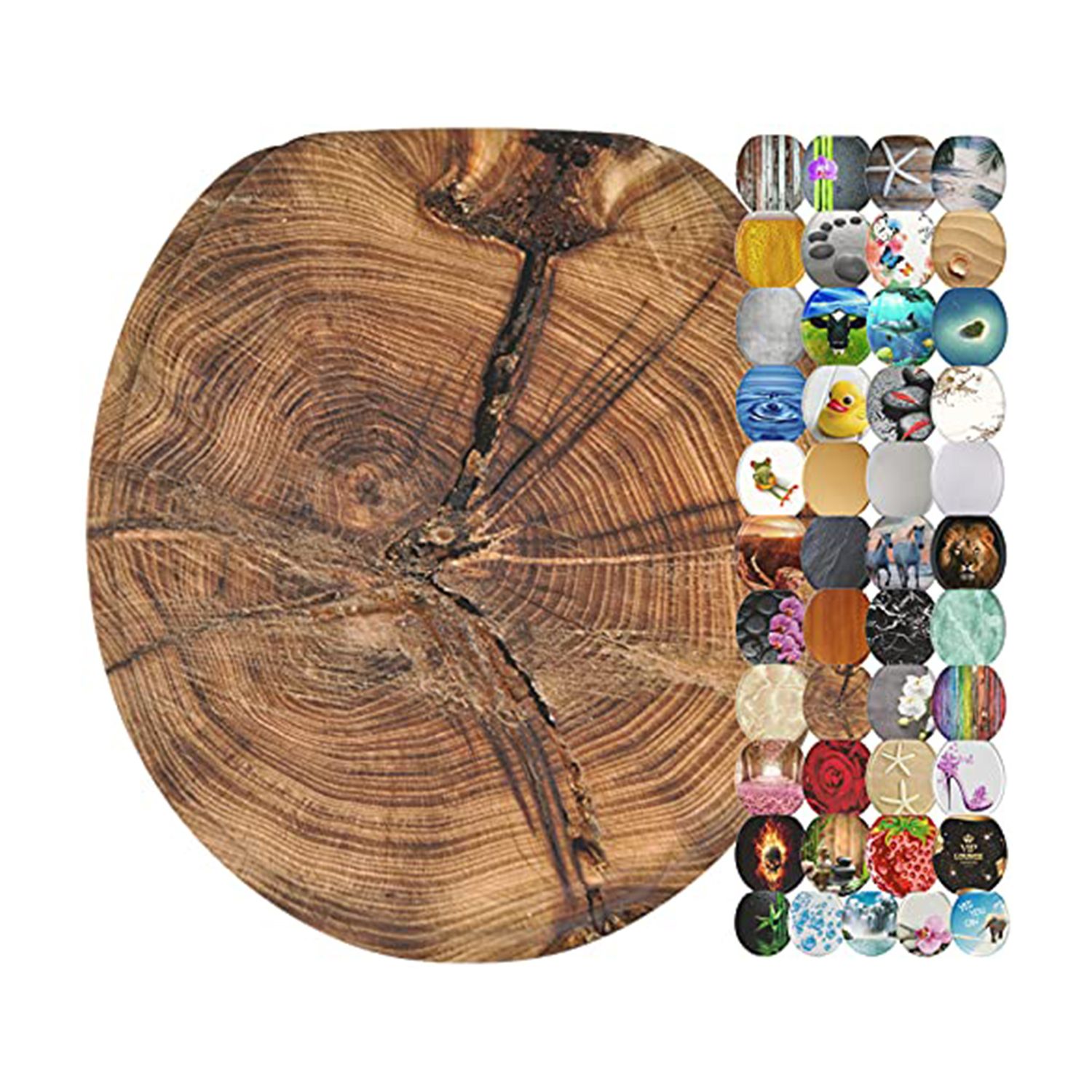 Sanilo Adjustable Molded Wood Round Soft Close Decorative Toilet Seat, Old Tree