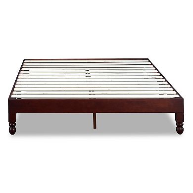MUSEHOMEINC 12 Inch Espresso Wood Platform Bed Frame with Wooden Slats, King