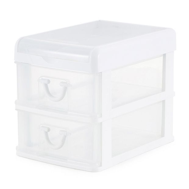 Gracious Living Clear Mini 2 Drawer Desk and Office Organizer with