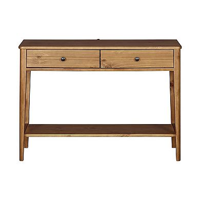 MUSEHOMEINC California Mid Century Wood Console Table with Drawers, Honey Brown