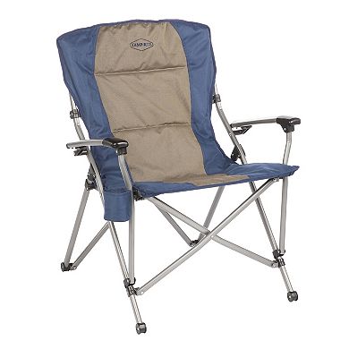 Kamp-Rite Soft Padded Folding Arm Camp Chair with Cupholder, Blue & Tan (2 Pack)