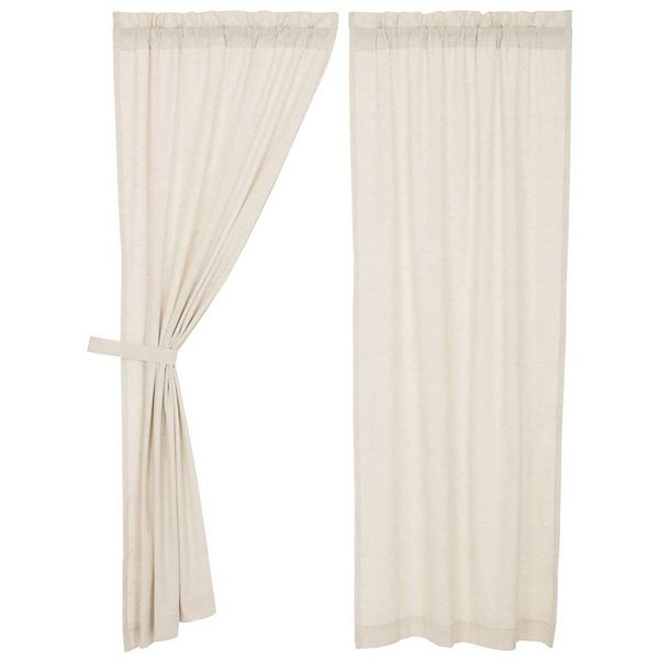 VHC Brands Simple Life Flax Cotton Linen Window Panel Set, Creme (2 Panels)