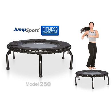 JumpSport 250 Fitness Rebounder Mini Trampoline & Handle Bar Accessory, Black