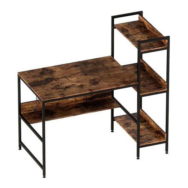 Bestier Computer Office Desk Workstation w/ Storage Shelves & Hook