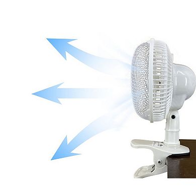 Optimus F-0702 7 Inch 2 Speed Portable Personal Energy Saving Clip-On Fan, White