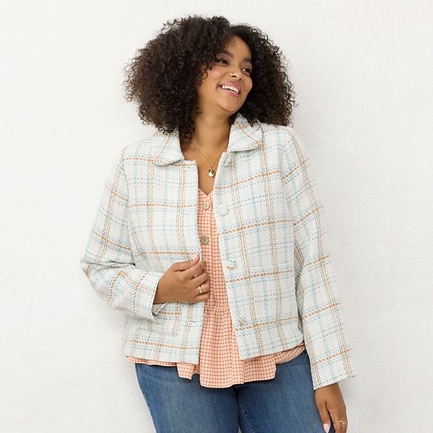 Plus Size LC Lauren Conrad Crop Tweed Jacket
