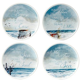 Certified International Shorebirds 4 pc Canape Plate Set