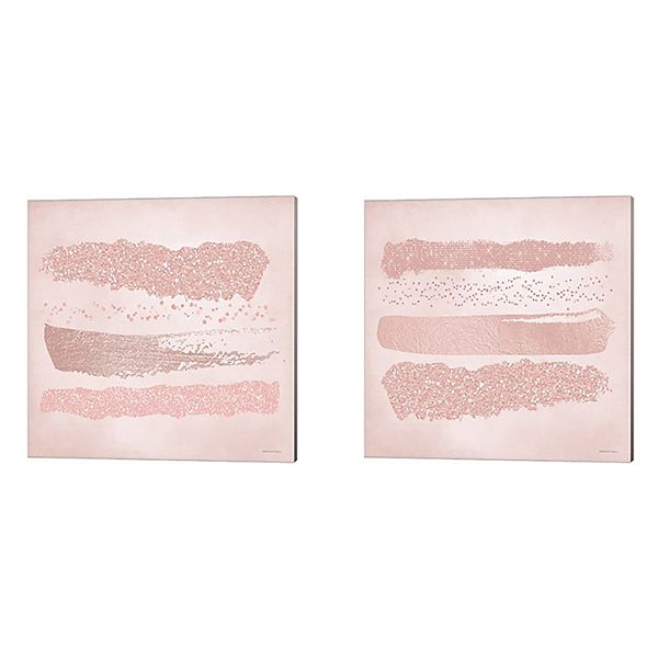 Metaverse Art Pink Glitter Canvas Art 2pack Set