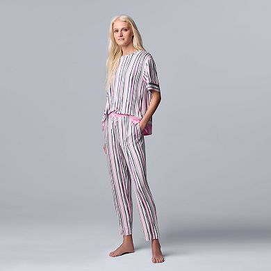 Women's Simply Vera Vera Wang Short Sleeve Pajama Top & Cropped Pajama Pants Sleep Set