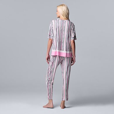Women's Simply Vera Vera Wang Short Sleeve Pajama Top & Cropped Pajama Pants Sleep Set