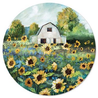 Courtside Market Sunflower Barn Circular Board Wall Art