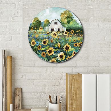 Courtside Market Sunflower Barn Circular Board Wall Art