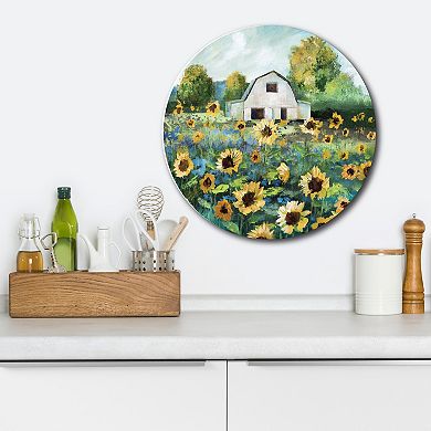 Courtside Market Sunflower Barn Circular Board Wall Art