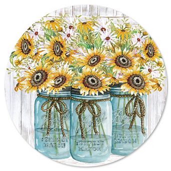 Courtside Market Beautiful Sunflower Circular Board Wall Art