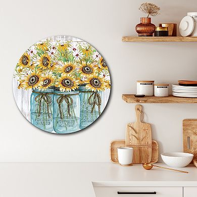 Courtside Market Beautiful Sunflower Circular Board Wall Art