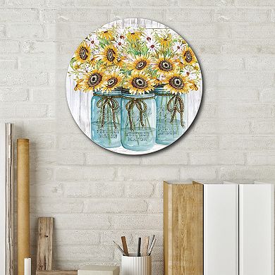 Courtside Market Beautiful Sunflower Circular Board Wall Art