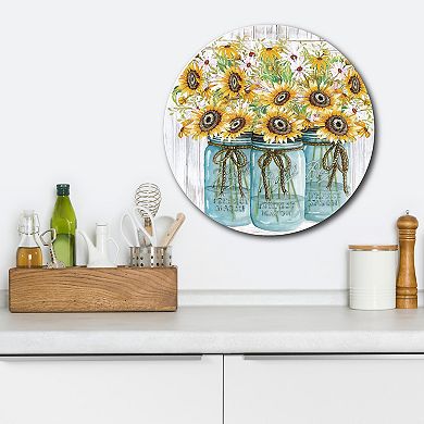 Courtside Market Beautiful Sunflower Circular Board Wall Art