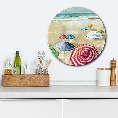 Courtside Market Umbrella Beach II Circular Board Wall Art