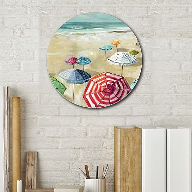 Courtside Market Umbrella Beach II Circular Board Wall Art