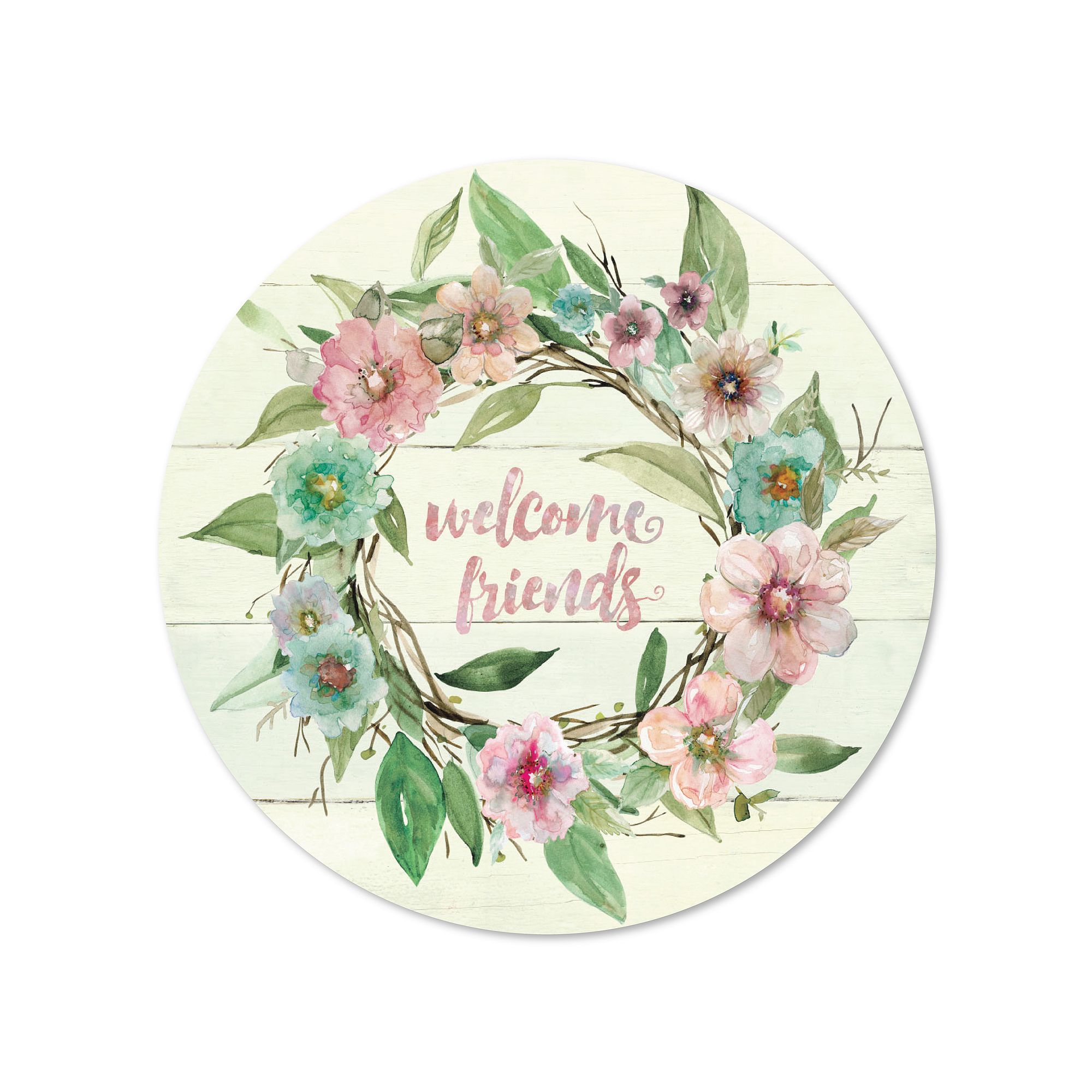 Courtside Market Welcome Wreath Circular Board Wall Art, Multi