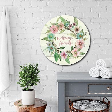 Courtside Market Welcome Wreath Circular Board Wall Art