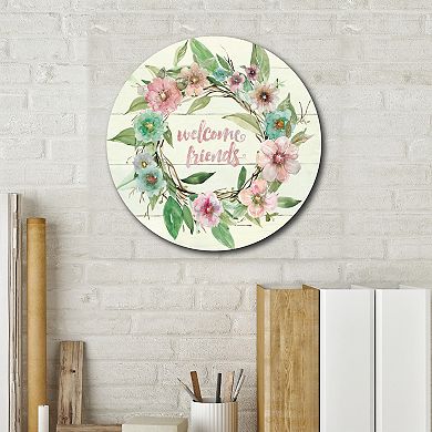 Courtside Market Welcome Wreath Circular Board Wall Art