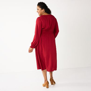 Plus Size Croft & Barrow® Midi Smocked Waist Dress