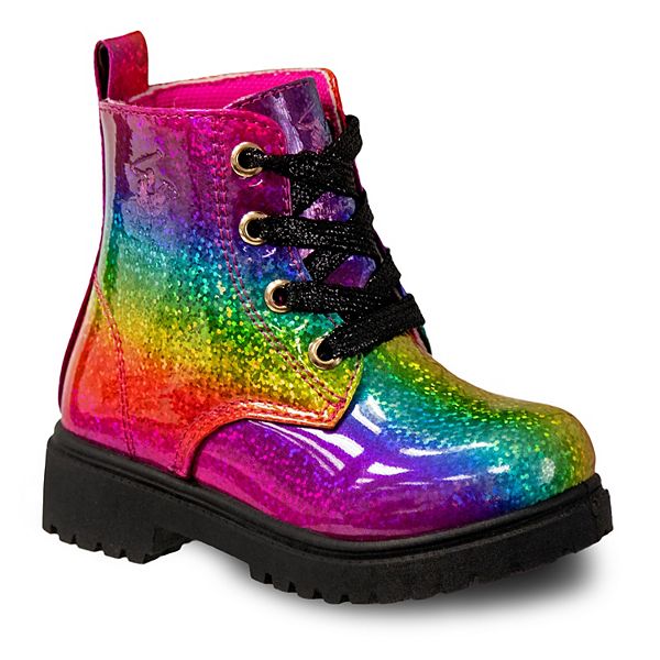 Beverly Hills Polo Little Kid Girls Rainbow Combat Boots