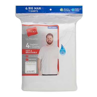 Big & Tall Hanes Ultimate 4-Pack Big Men's ComfortSoft White Crewneck Undershirt