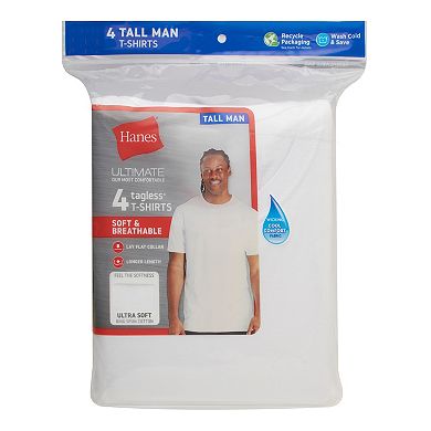 Big & Tall Hanes Ultimate 4-Pack Men's ComfortSoft White Crewneck Undershirt