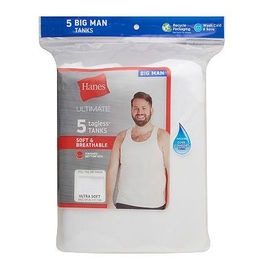 Big & Tall Hanes® Ultimate 5-Pack Big Man White Cotton Tank Undershirt