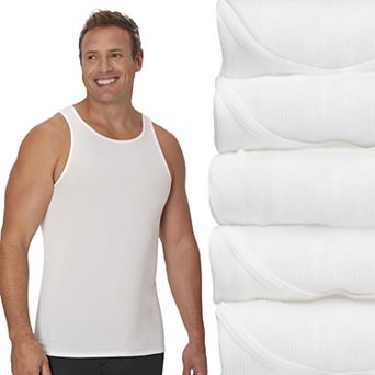 Big & Tall Hanes® 5-Pack Tall Man Ultimate Cotton White Extra Long Tank Undershirt