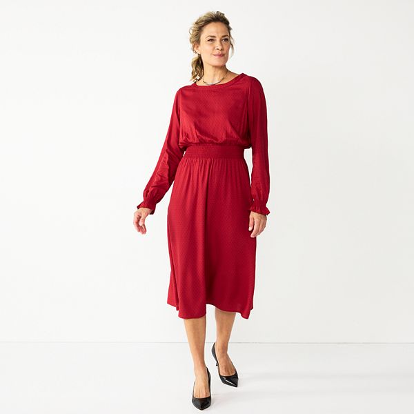 Petite Croft Barrow Smocked Waist Midi Dress