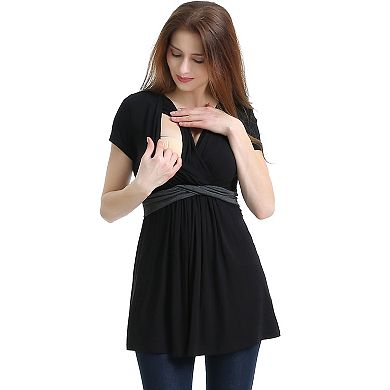 Maternity Pokkori Faux-Wrap Nursing Top