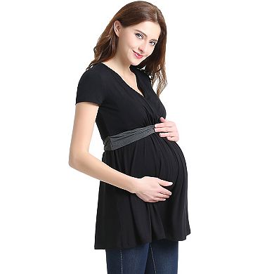 Maternity Pokkori Faux-Wrap Nursing Top