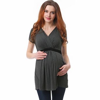 Maternity Pokkori Faux-Wrap Nursing Top