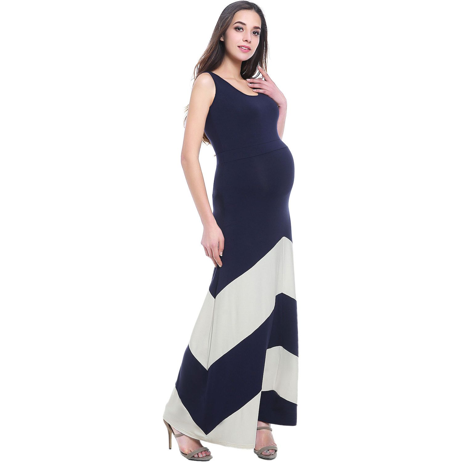 Женские платья Maternity Pokkori Colorblock Maxi Dress