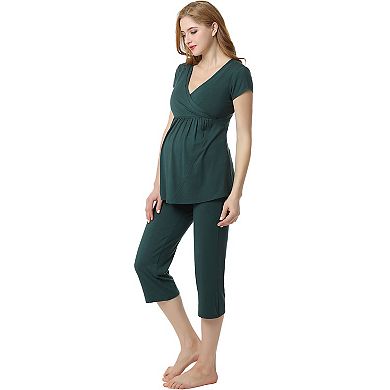 Maternity Pokkori Daily Essential Pajama Top & Pajama Capri Set