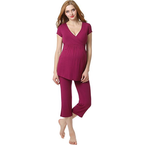 Maternity Pokkori Daily Essential Pajama Top & Pajama Capri Set