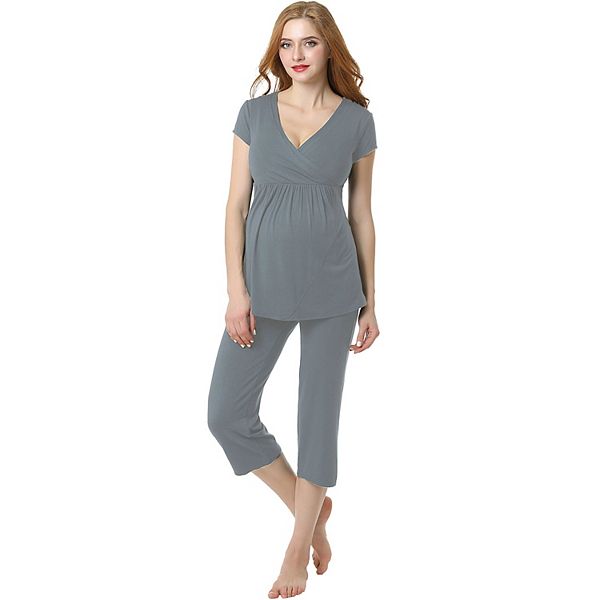 Maternity Pokkori Daily Essential Pajama Top & Pajama Capri Set