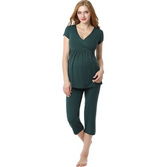 Maternity Pokkori Daily Essential Pajama Top & Pajama Capri Set