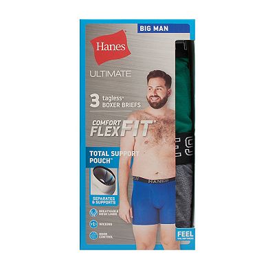Men's Hanes® 3 Pack Big & Tall Ultimate Comfort Flex Fit Total Support Pouch Boxer Brief Underwear