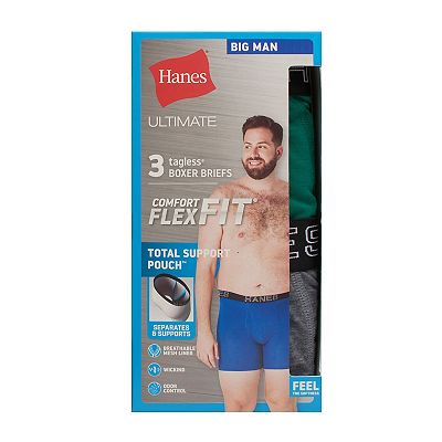 Big & Tall Hanes 3-Pack Ultimate Big Man Comfort Flex Fit with Total Support Pouch Boxer Briefs