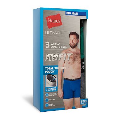 Men's Hanes® 3 Pack Big & Tall Ultimate Comfort Flex Fit Total Support Pouch Boxer Brief Underwear